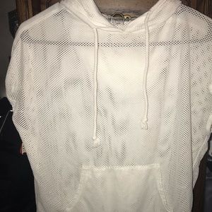 White Mesh Short Sleeved Hoodie